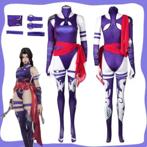 Disguise Psylocke Cosplay Women Fantasy Purple Jumpsuit Movie Rivals Costume Outfits for Female Clothes Halloween Carnival Suit
